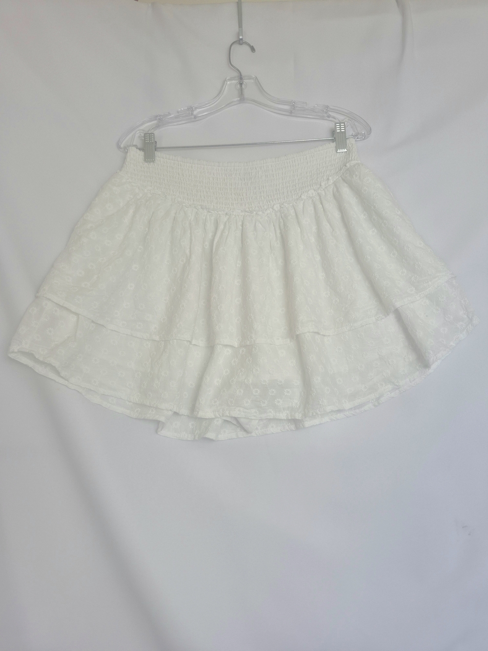 Hollister White Eyelet Layered Mini Skirt